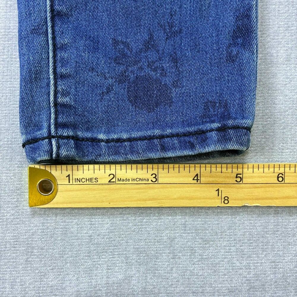 Twenty One Black Jeans Womens 5/6 Skinny Blue Floral Stretch Denim Low Rise Y2K - Picture 10 of 10